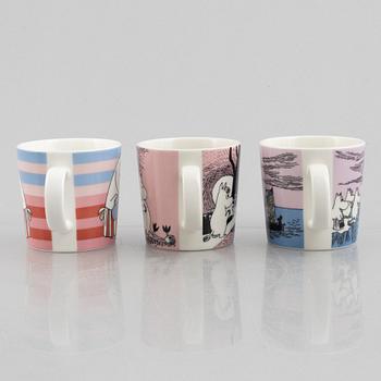 Three Moomin mugs, Moomin Characters, Arabia, Finland.