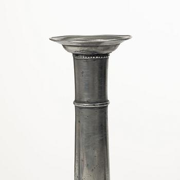 A pair of late gustavian pewter candlesticks attr. to Hans Wicksten (master in Västerås 1782-1810/14).