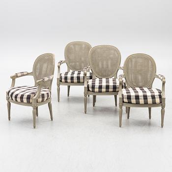 Salongsmöbel, 6 delar, gustaviansk stil, 1900-tal.