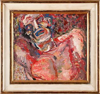 ALBIN AMELIN, gouache och olja på pannå. Sign o dat 1928.