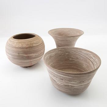 Gunnar Nylund, vase, bowls 2 pcs. Lomma own workshop.