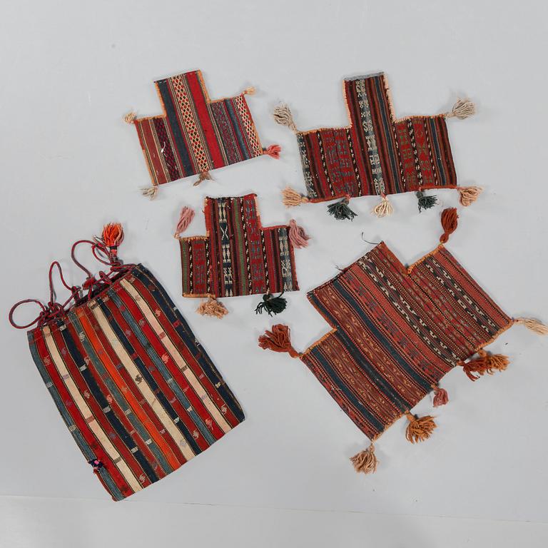 PARTI TEXTIL, 5 st, bl a väska. 1900-tal.