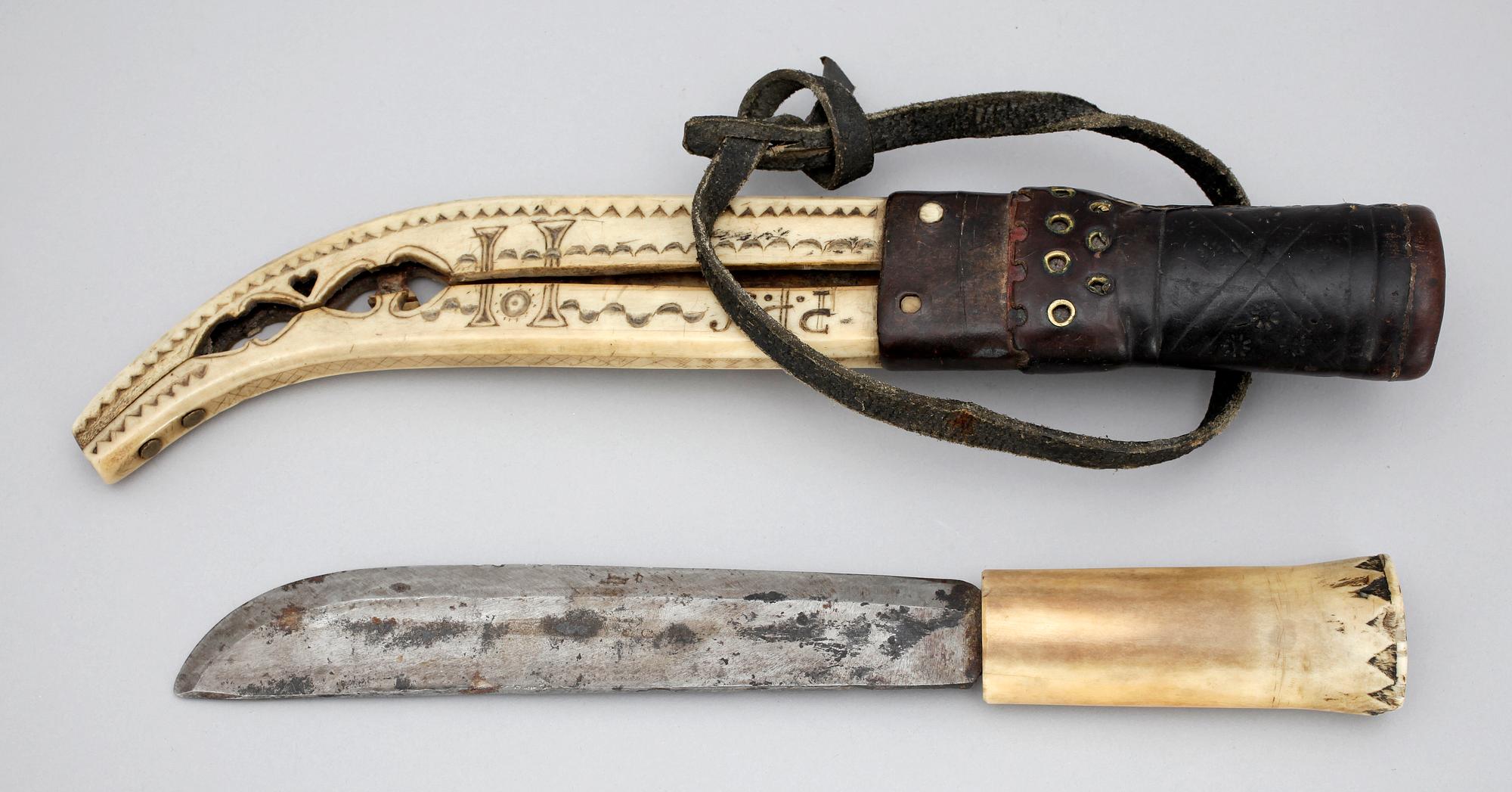 BRUKSKNIV, samisk, sign P.P.S., enl uppgift Finland, 1800-tal.