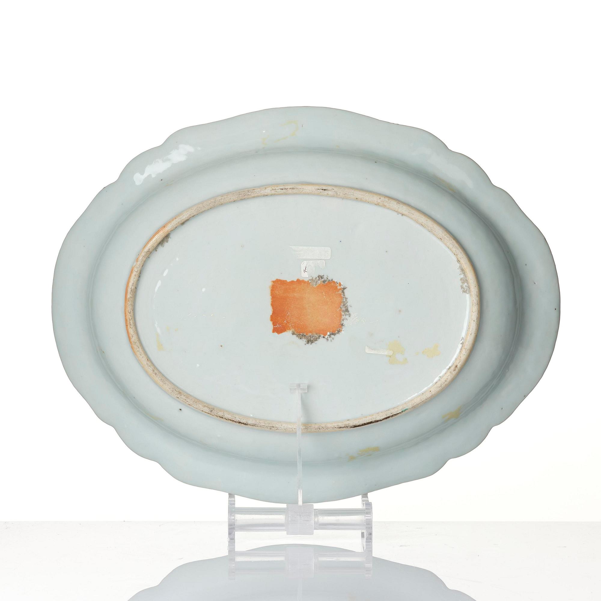 A famille rose 'double peacock' tureen stand, Qing dynasty, Qianlong (1736-95).