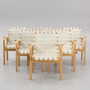 Alvar Aalto, six model 45 armchairs, Artek, Finladn, 1960's/70's.