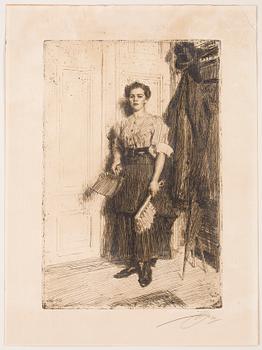 Anders Zorn · ANDERS ZORN, etsning, utförd 1909, signerad med blyerts.