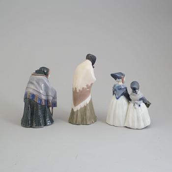 Three Royal Copenhagen porcelain figure groups, Denmark, 20th century.