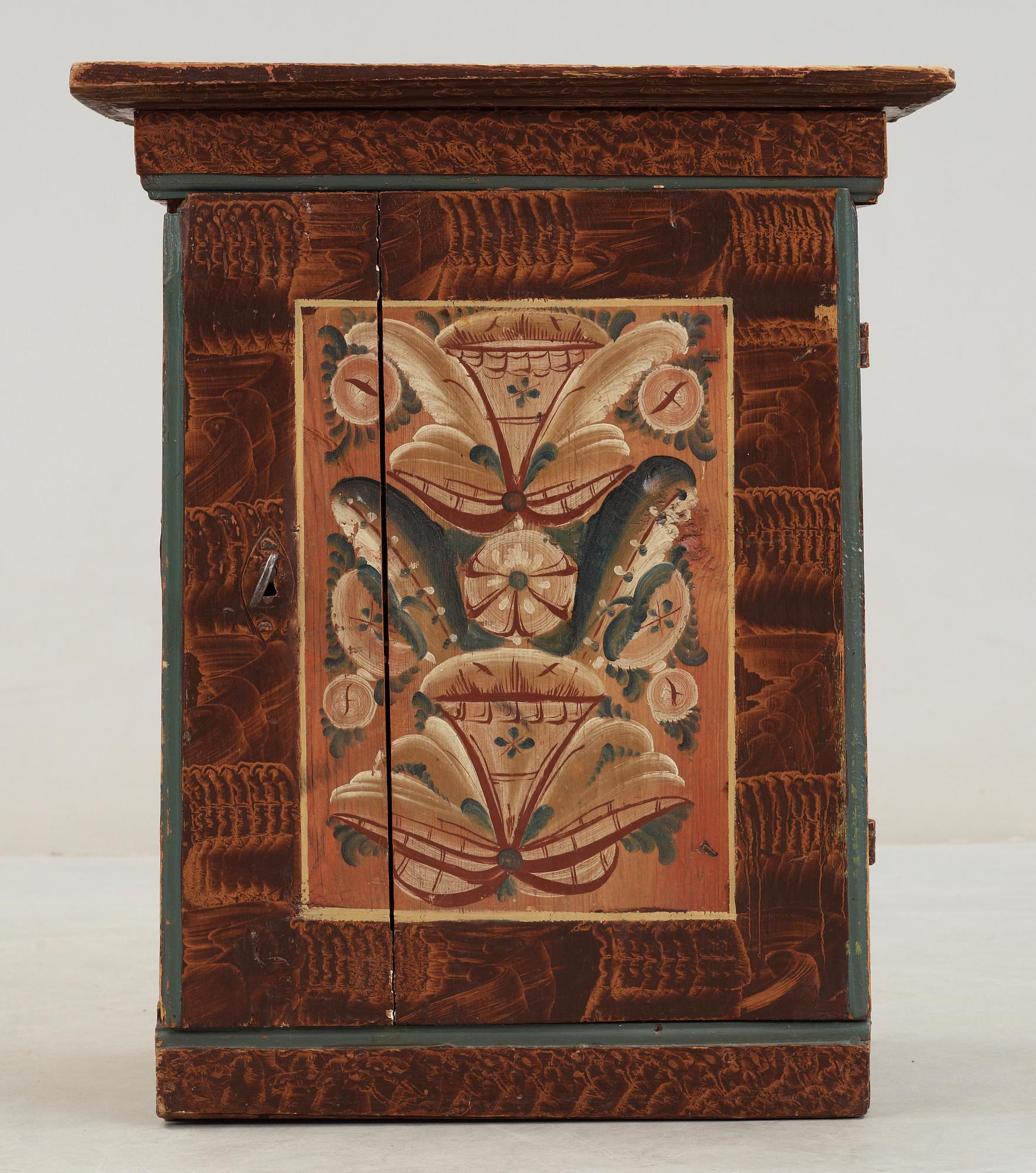 VÄGGSKÅP, allmoge, Dalarna troligen Rättvik, 1700/1800-tal.