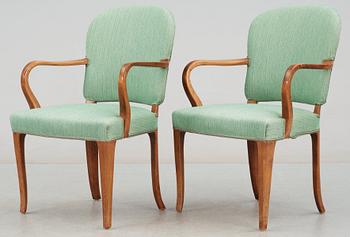 CARL MALMSTEN, matsalsmöblemang, 13 delar, utfört av Hjalmar Jackson, Stockholm 1920-30-tal.