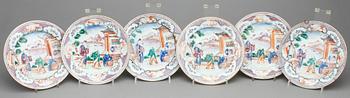 ASSIETTER, 6 st, porslin, Kina, Qianlong (1735-96).