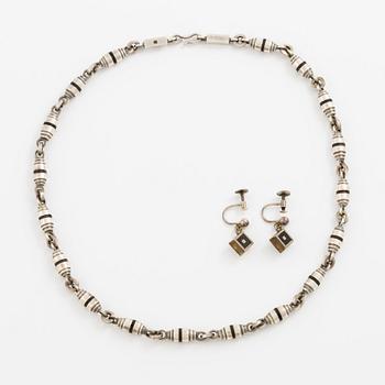Smyckesset, örhängen, collier, silver.