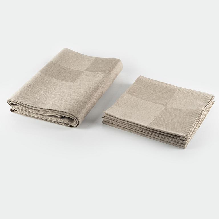 The Nobel tablecloth, a set of six napkins by Ingrid Dessau for Klässbol, Sweden.