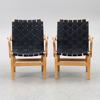 Bruno Mathsson, fåtöljer, ett par, "Eva", Firma Karl Mathsson, Värnamo, 1976.
