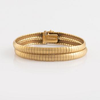 Necklace and bracelet, 18K gold. Italian marks.