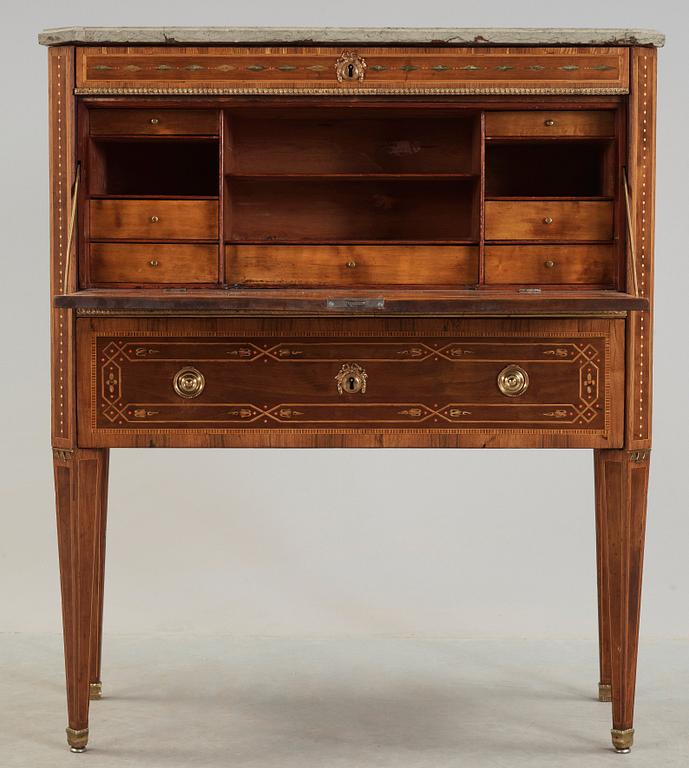 A Gustavian late 18th century secretaire by N. P. Stenström, master 1781.