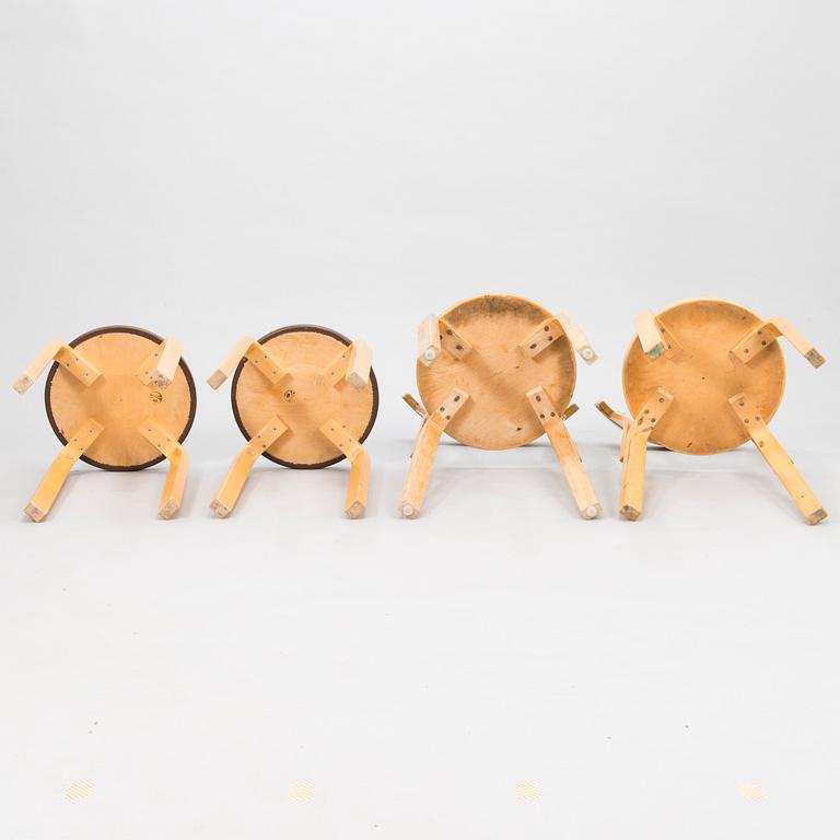 ALVAR AALTO, Two, '68' chairs and two 'E60' stools for Artek, latter half of the 20th century.