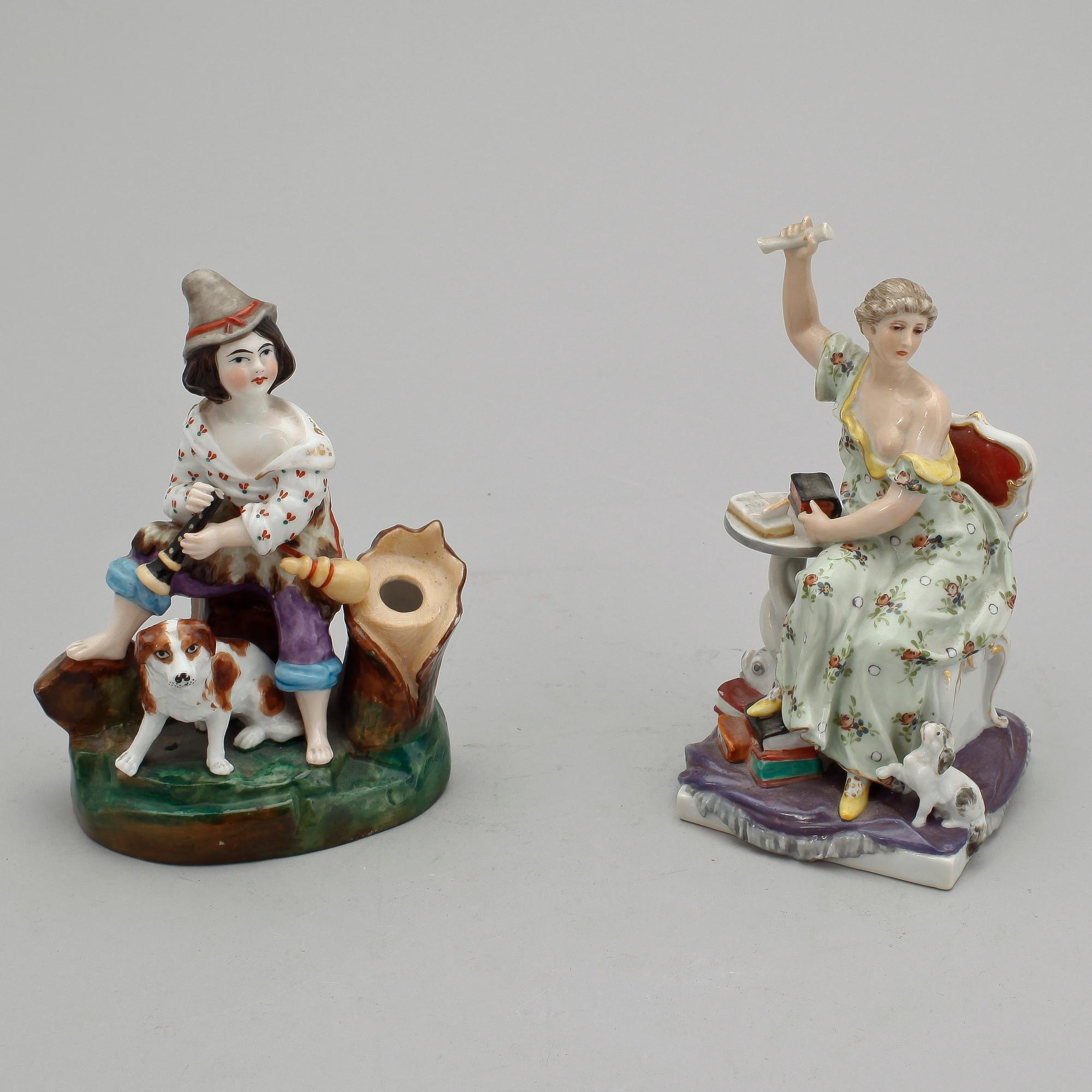 FIGURINER, 2 st, porslin, möjligen Tyskland, 1900-tal.