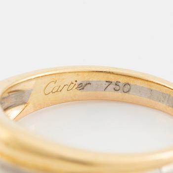 Cartier 18K three coloured gold and brilliant cut diamond ring.