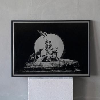 BANKSY, "Flag", screen print on paper, unsigned edition 348/1000.