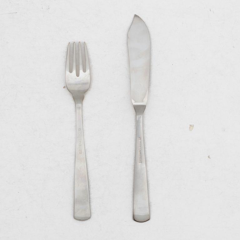 Fiskbestick, 16 delar, silver, "Rosenholm", GAB, 1980.