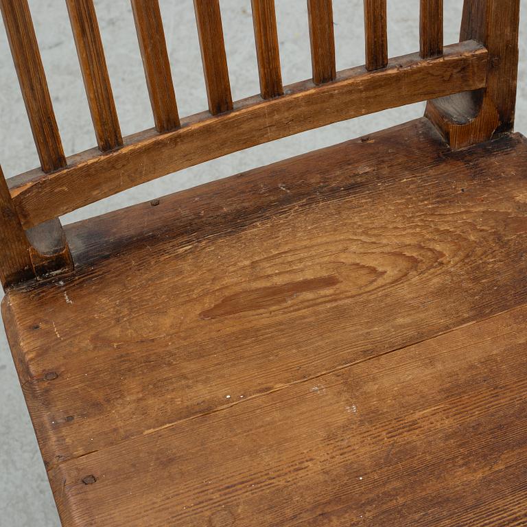 A provincial dining table and eight similar chairs, Sweden, 19th century.