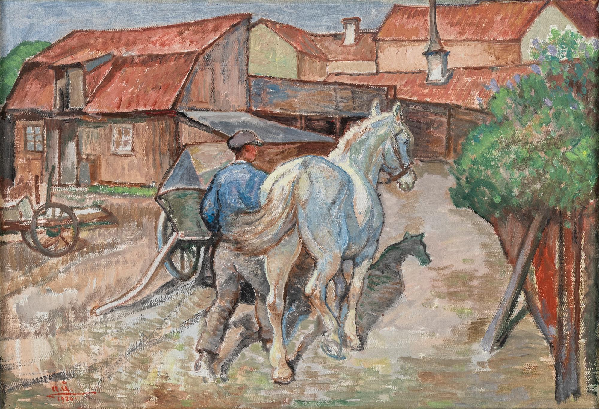Acke Åslund, oil on canvas, signed AÅ and dated 1920.