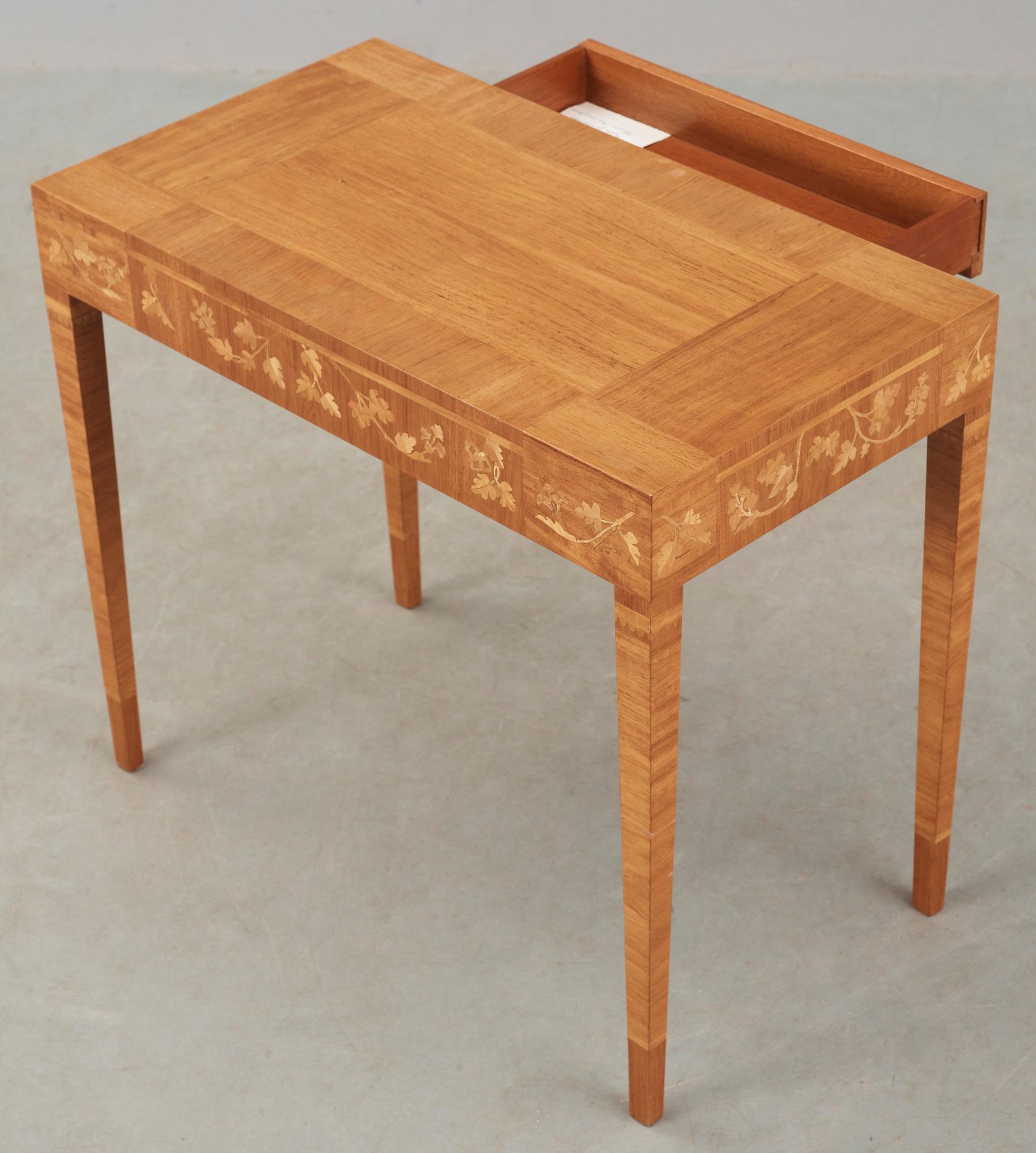 A Carl Malmsten marquetry table, Svensk Hemslöjd, Sweden 1937.