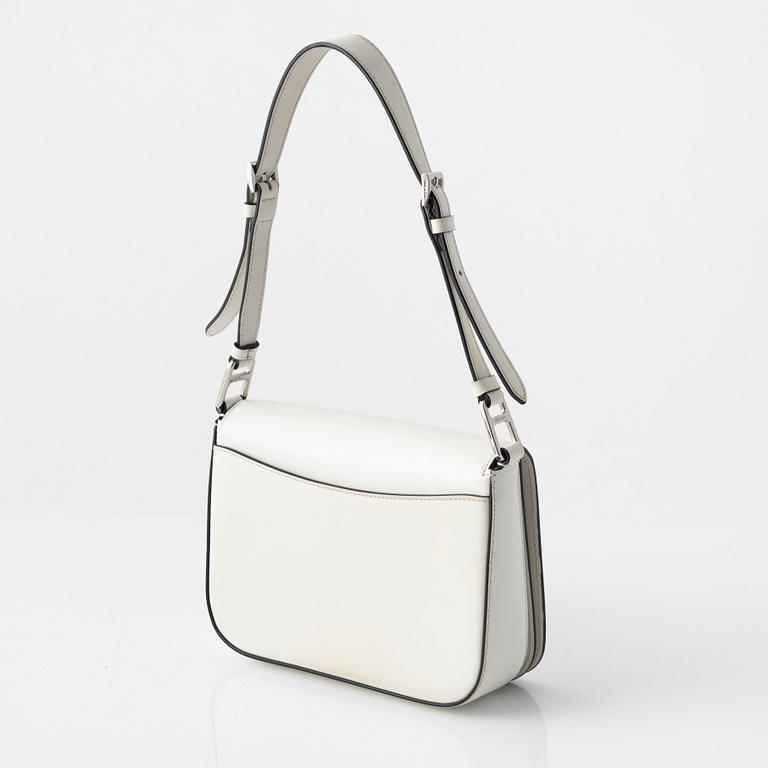 Prada, A white spazzolato leather bag.