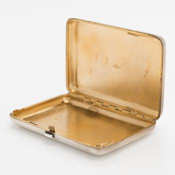 A silver cigarette case, Hlebnikov,  Imperial warrant, unidentified maker's mark, Moscow 1899-1908.