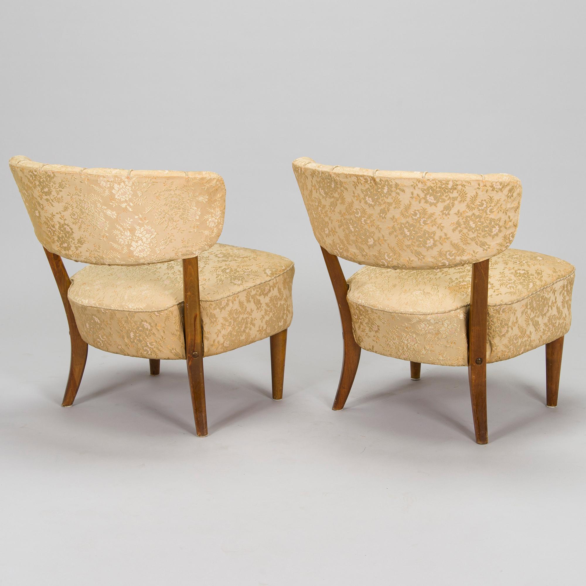 Lisa Johansson-Pape, a pair of 1940s armchairs for Oy Stockmann Ab, Keravan puusepäntehdas.