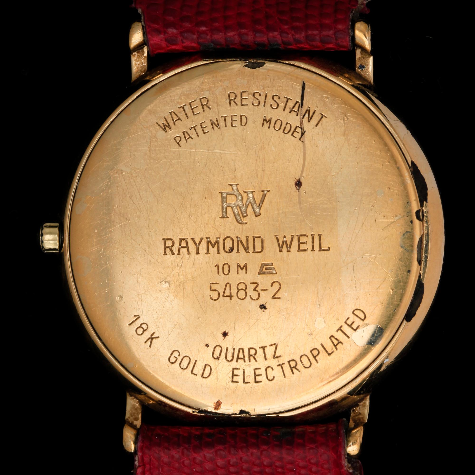 HERRARMBANDSUR, Reymond Weil, Geneve, modell 5483-2, doublé, omkr sekelskiftet 2000.