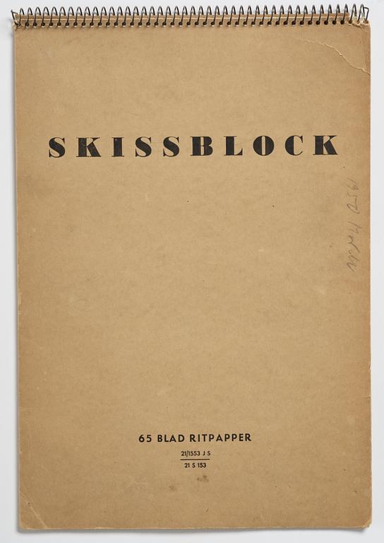 Lotte Laserstein, 3 skissblock med teckningar.