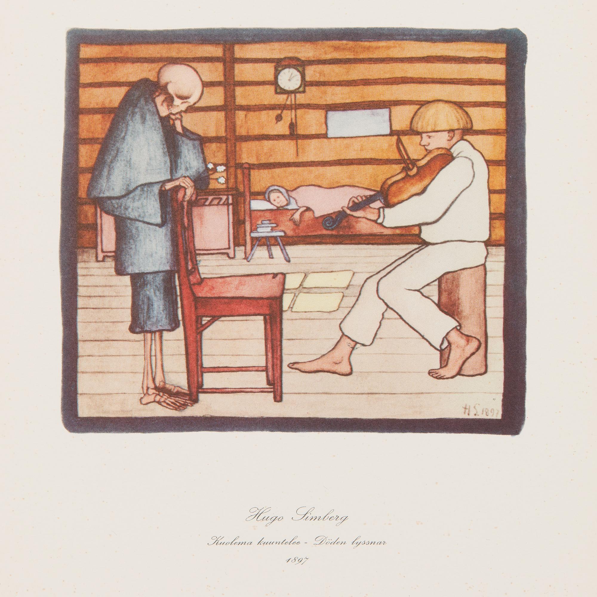 Hugo Simberg, "Akvarelleja-Akvareller", 20 kpl ofsett -painokuvia, WSOY Porvoo 1958.