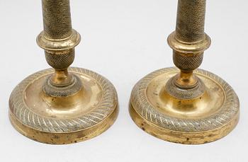 LJUSSTAKAR, 1 par, brons, senempire, 1800-talets mitt.