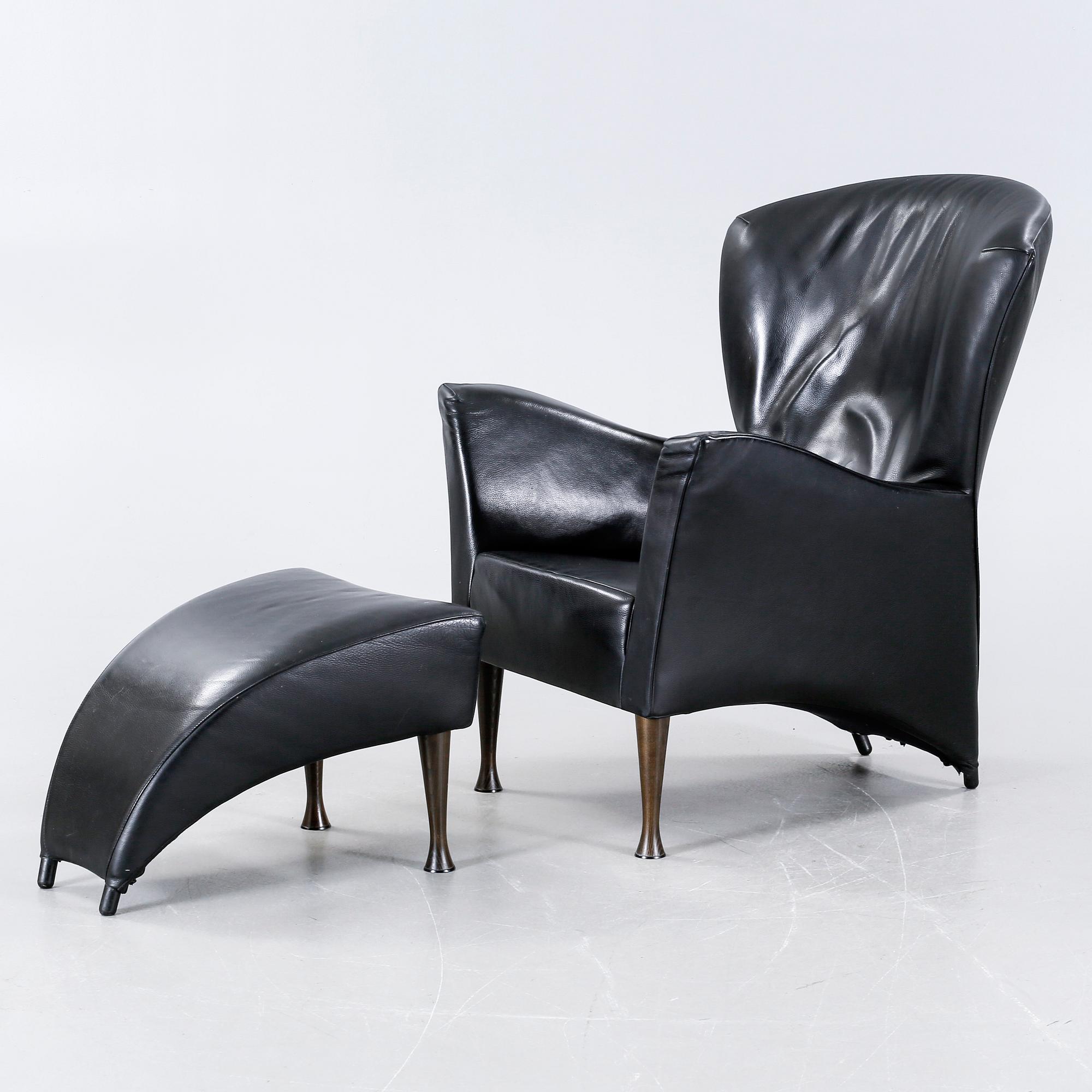 A lounge chair with foot stool by Gijs Papavoine for Montis, model "Castor", late 20th century.