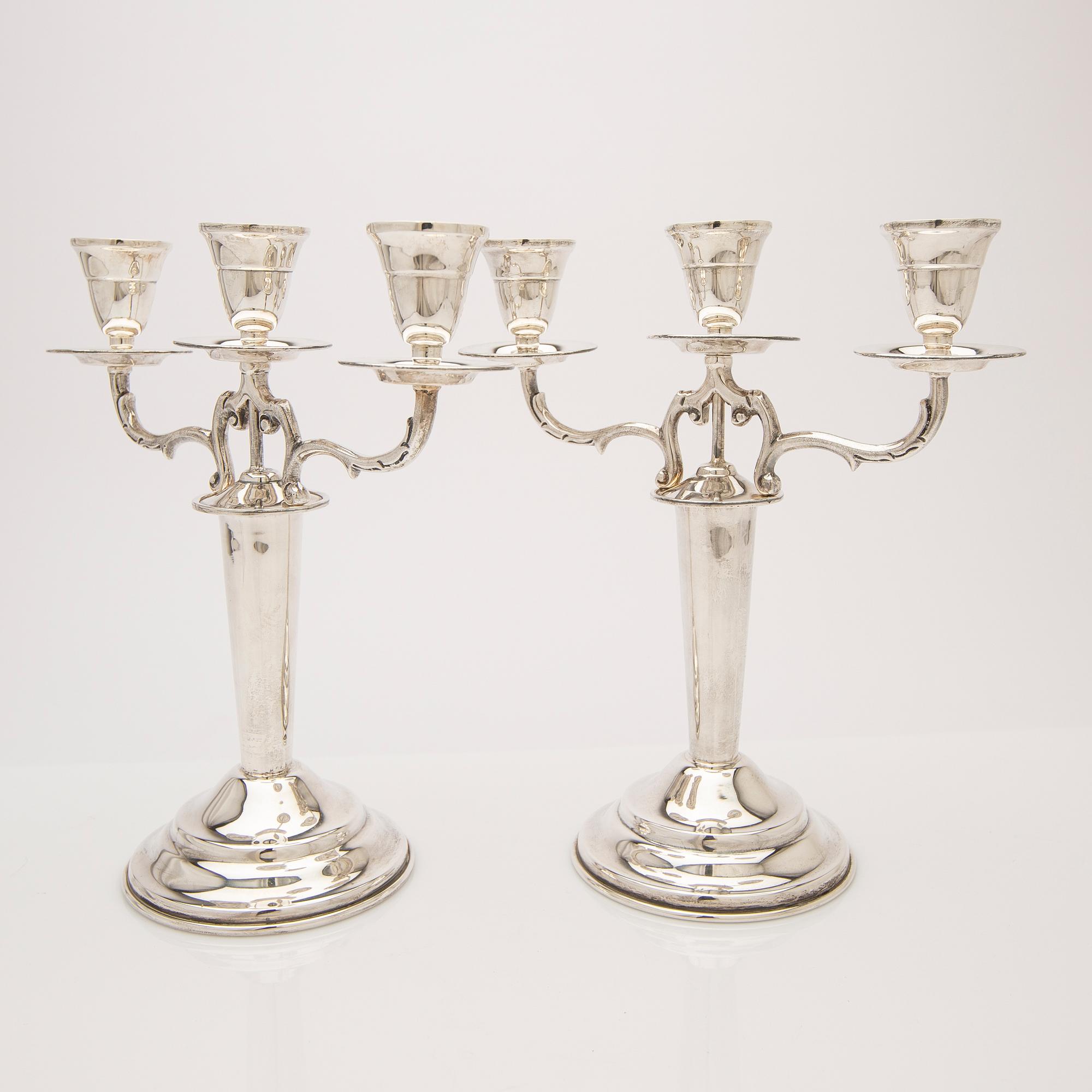 Candelabra, a pair, sterling silver, Mexico.