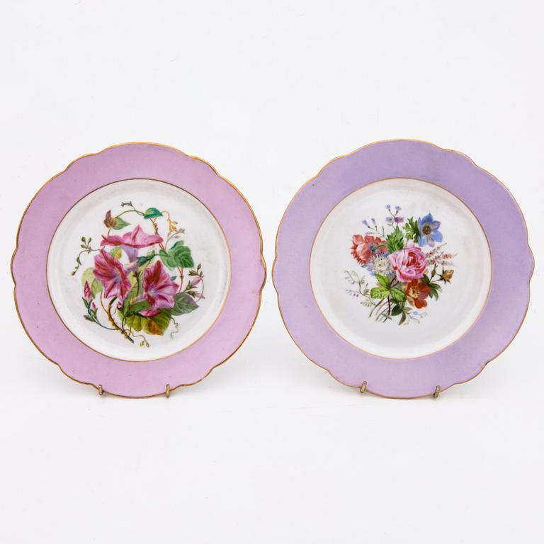 A set of five Russian porcelain plates by the Imperial Porcelain Factory, Saint Petersburg, period Alexander II.