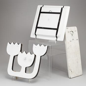 SYLVIA LEUCHOVIUS, three stoneware wall reliefs, Rörstrand, Sweden, one dated 1953.