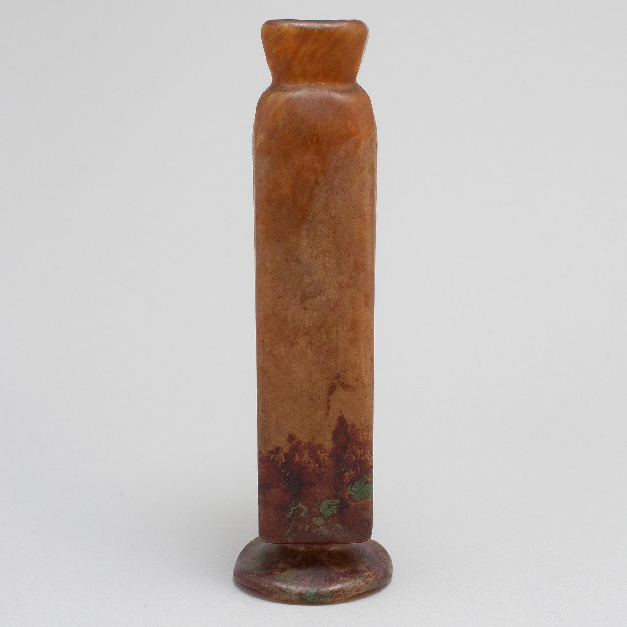 A Daum Art Nouveau enamel painted glass vase, Nancy, France.
