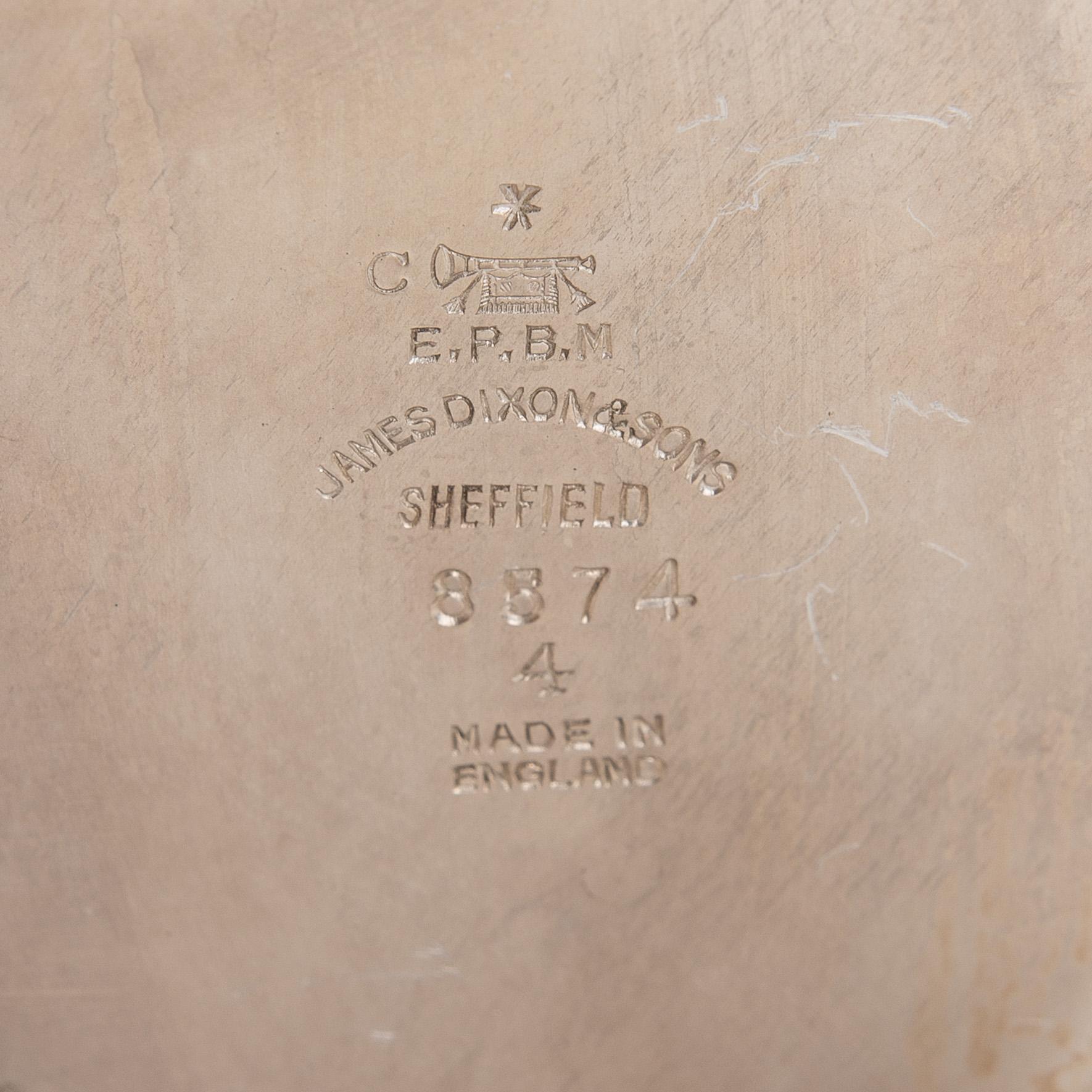 KAFFE-och TESERVIS,  4 delar, försilvrad tenn, James Dixon & Sons, Sheffield England 1800-talets slut.