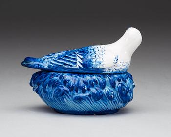 A Swedish faience Marieberg butter tureen with cover, dated 14/11 (17)65.