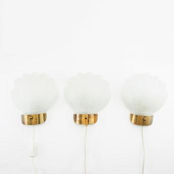 Wall lamps 3 pcs 1940s/50s Swedish Modern.