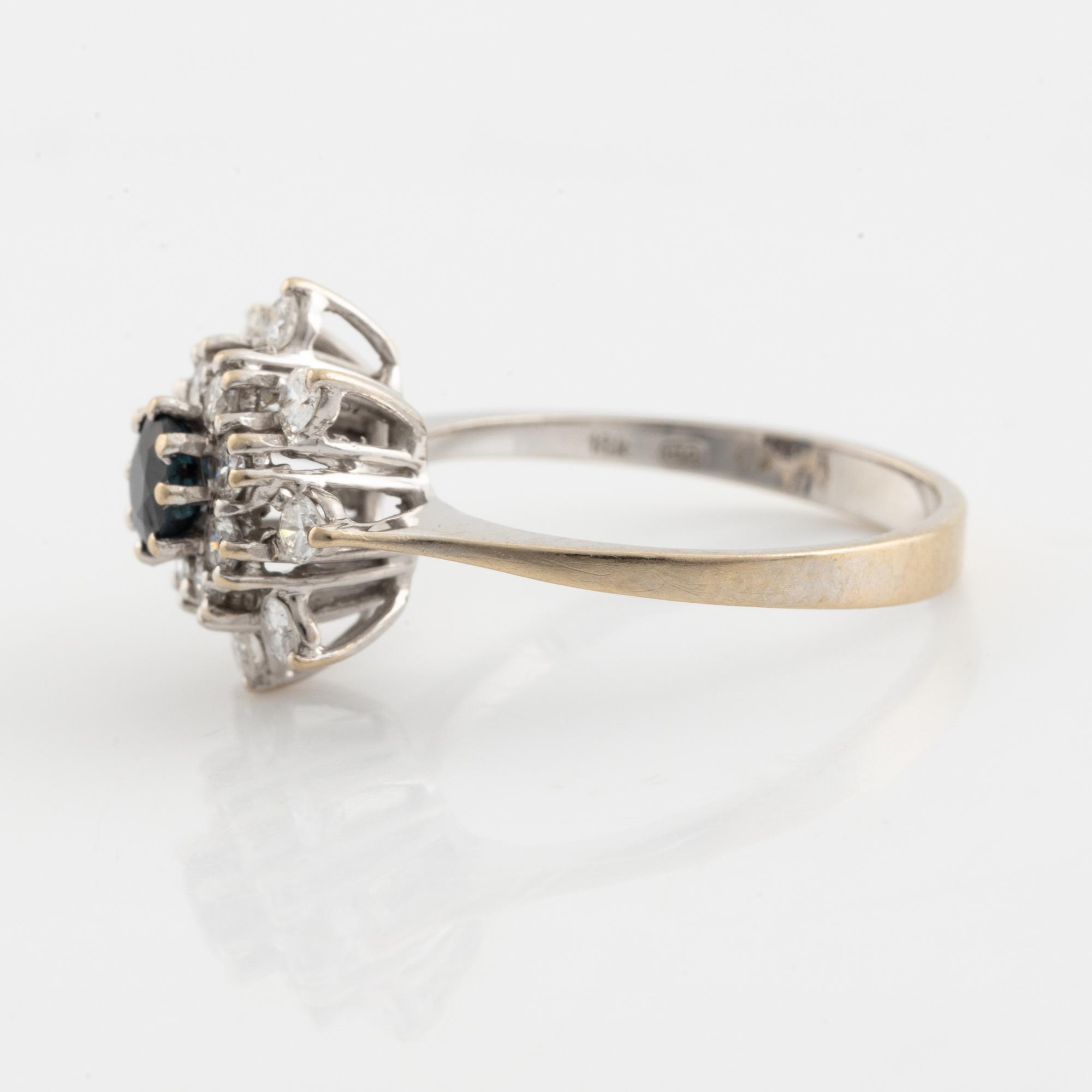Sapphire and brilliant cut diamond ring.