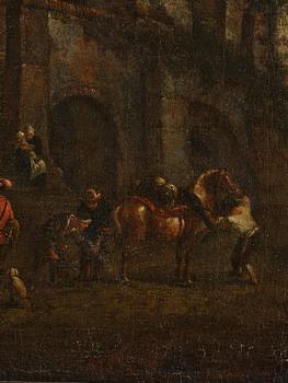 Philips Wouwerman, follower of, Resting company at the blacksmith's.