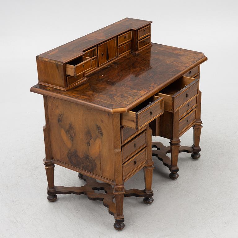 A late Baroque parquetry 'kneehole' desk, Stockholm, first part of the 18th century.