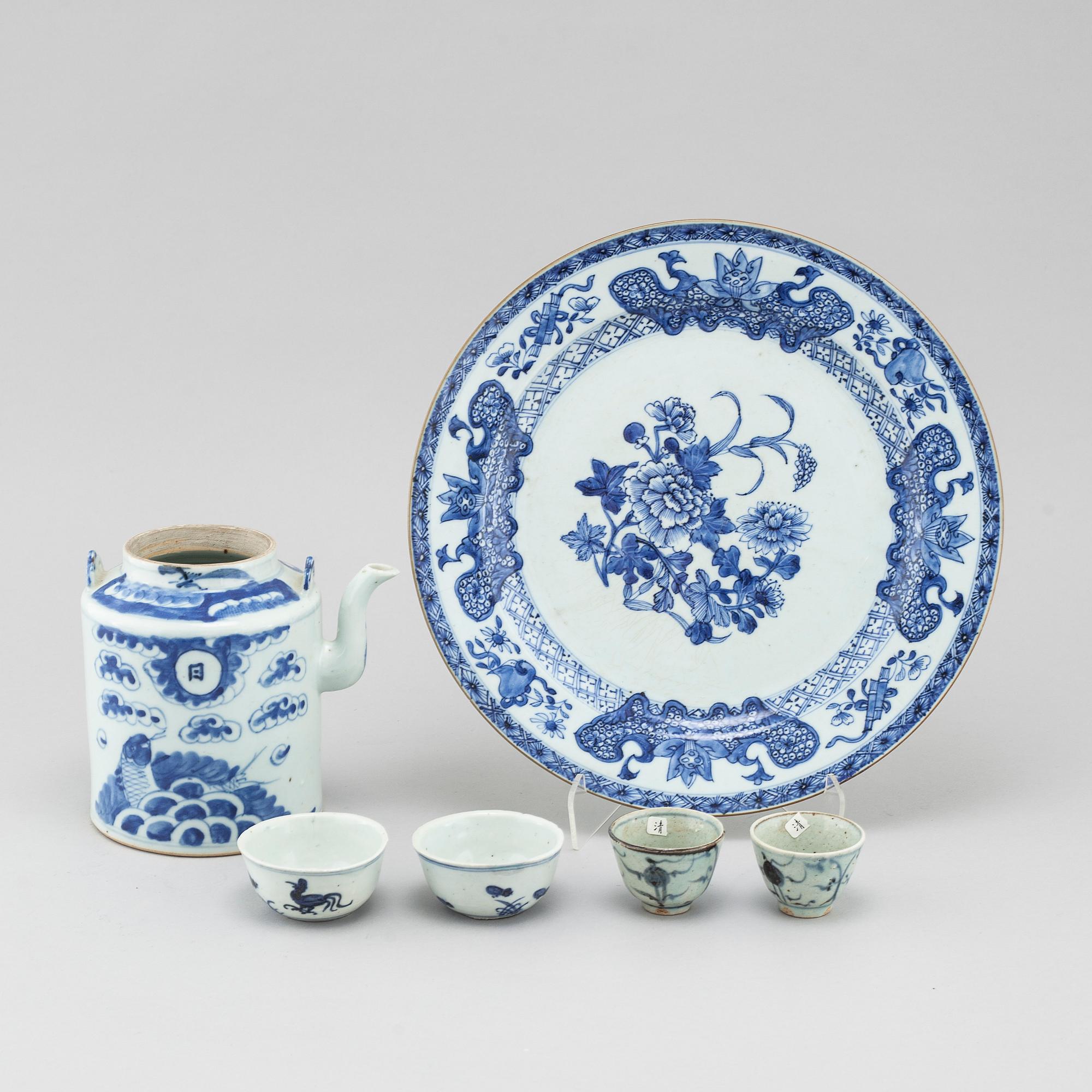 Six pieces of chinese porcelain, 18th and 19th century.