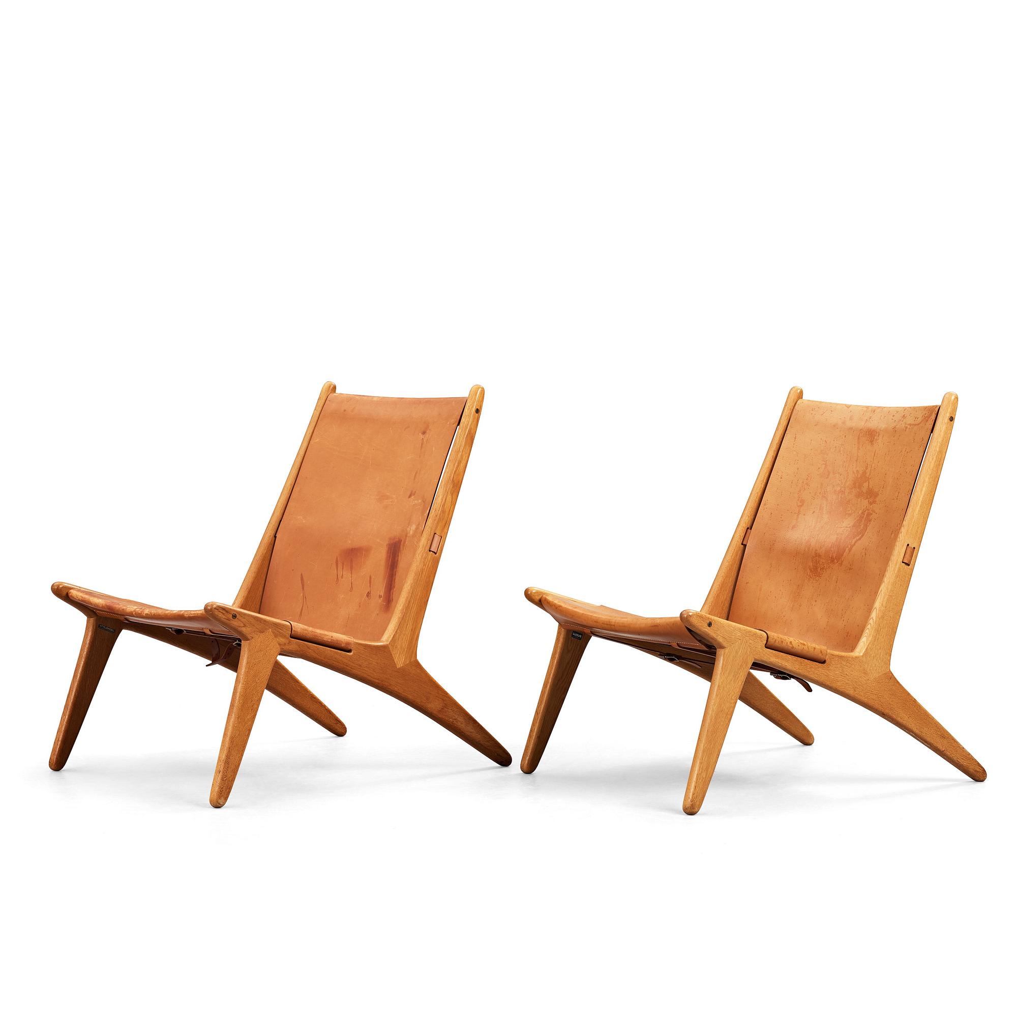 UNO & ÖSTEN KRISTIANSSON, a pair of "Hunting chairs" model 204, for Luxus, Vittsjö, Sweden 1960's.