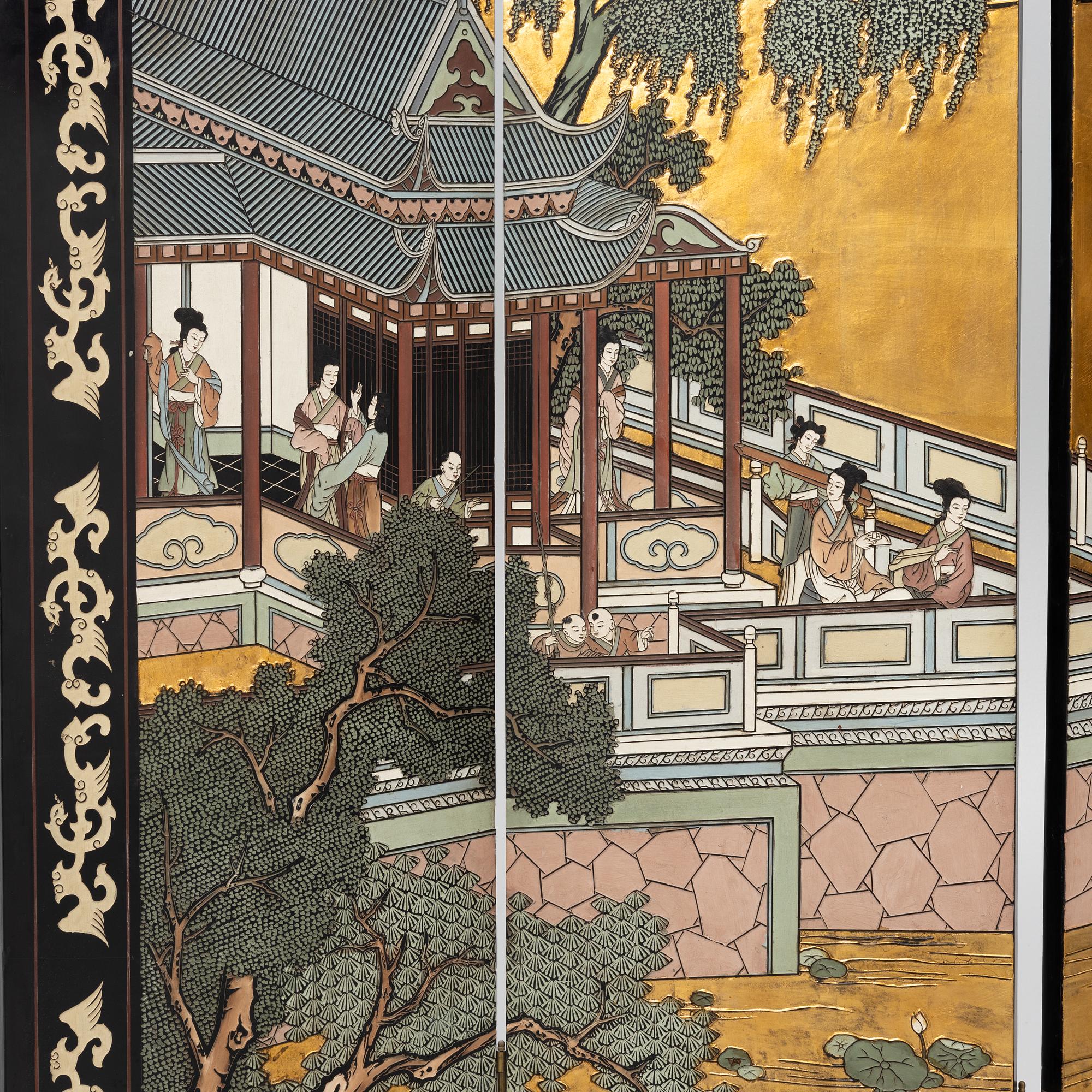 A pair of folding screens, China, second half of the 20th century.