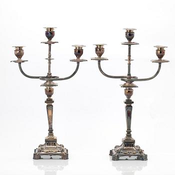 Pair of candelabra, nickel silver, Empire style, first half of the 20th century.