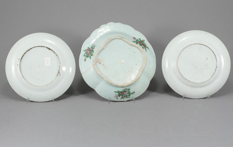 TALLRIKAR, 4 st, porslin, Kanton, Kina, 1900-tal.